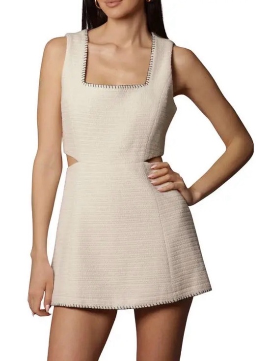 Avec Les Filles Dresses & Skirts - Avec Les Filles Cream Square-Neck Cutout Mini Dress